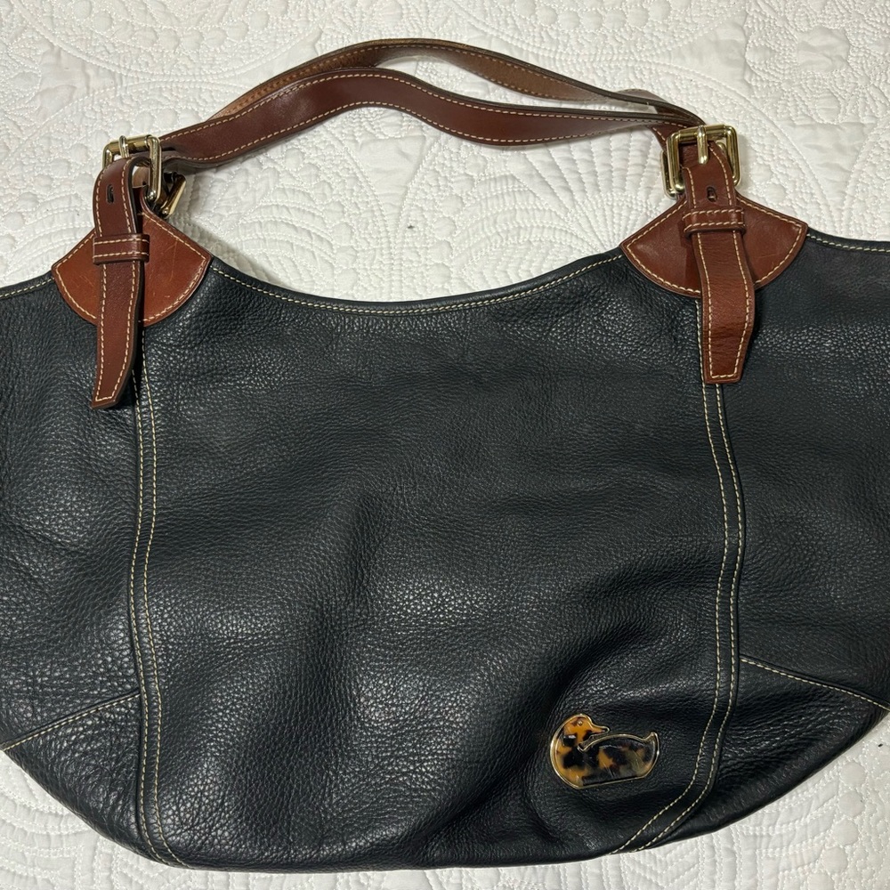 Dooney Bourke Valerie bag leather pebble Black Tortoise Duck Large Hobo Bag